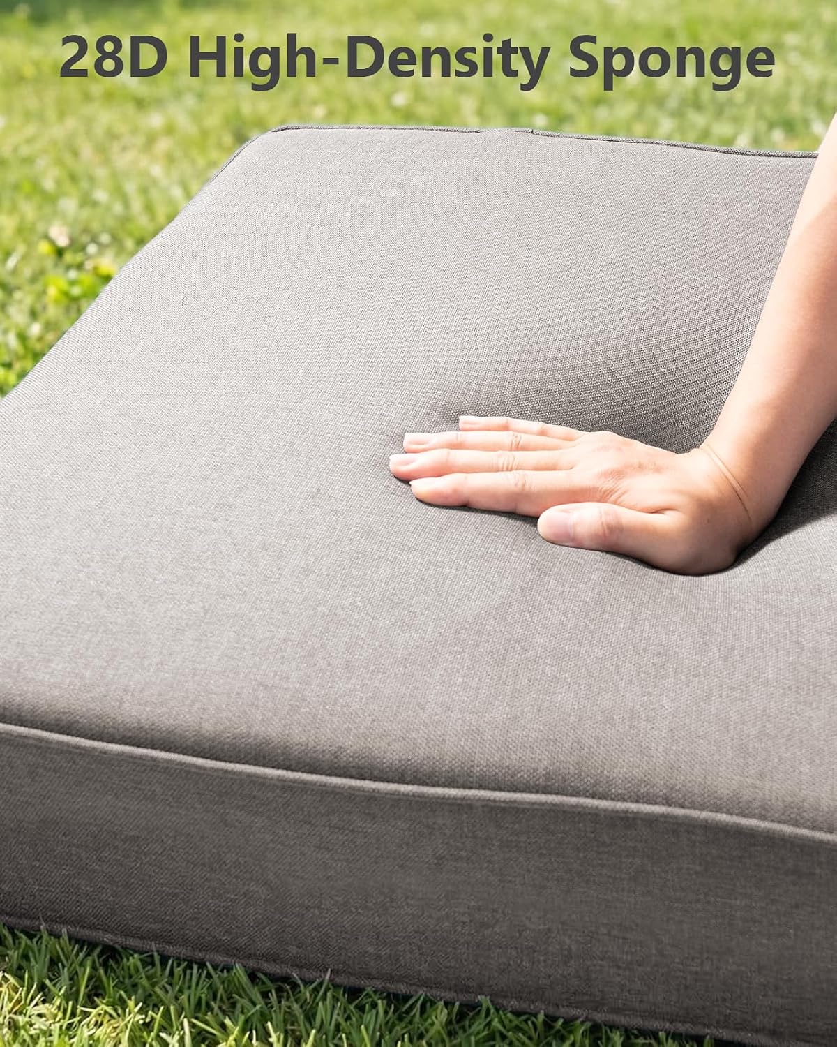 6' Thick Outdoor Cushion, 24*24*6' Patio Furniture Cushions with Waterproof Patio Furniture Cushions with Removable Cover, 28D High Density Patio Cushion for Outdoor Furniture, Gray-4pcs