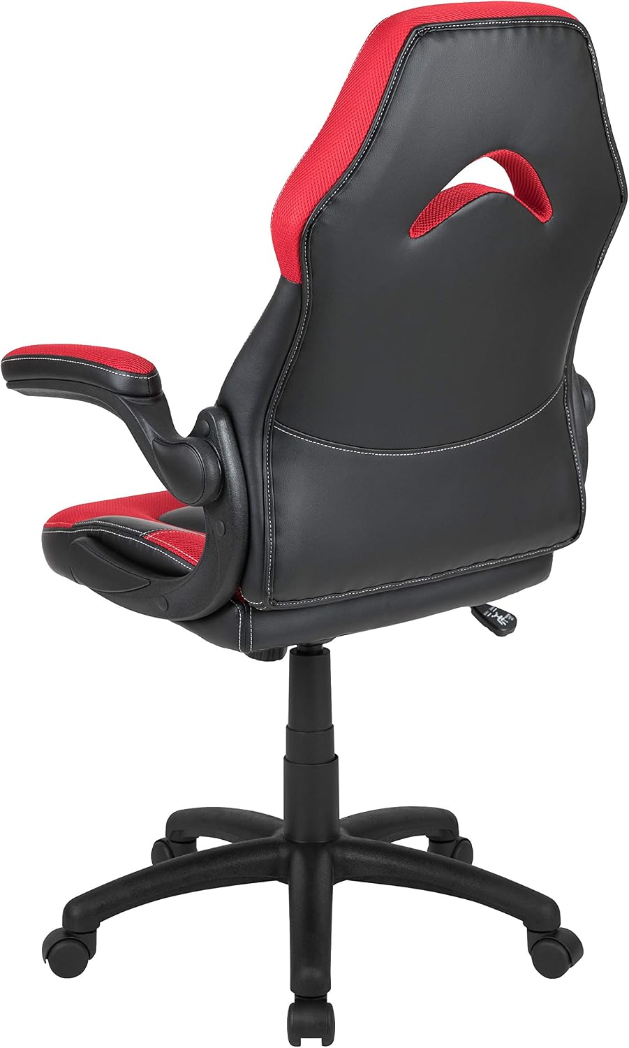 Flash Furniture X10 High-Back LeatherSoft Racing Style Gaming Chair with Flip-Up Arms, Ergonomic Padded Swivel Computer Chair, Red/Black