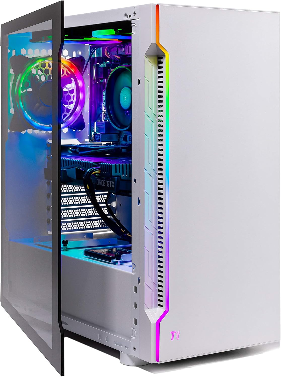 Skytech Archangel Gaming Computer PC Desktop – Ryzen 5 3600 3.6GHz, GTX 1660 6G, 500GB SSD, 8GB DDR4 3200MHz, RGB Fans, Windows 10 Home 64-bit, 802.11AC Wi-Fi