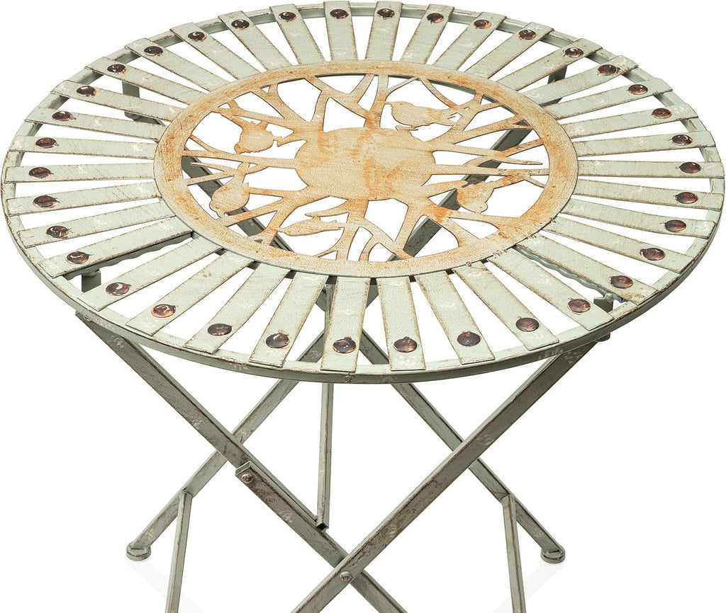 Alpine Corporation Indoor/Outdoor Bird Design 3-Piece Bistro Set Folding Table and Chairs Patio Seating