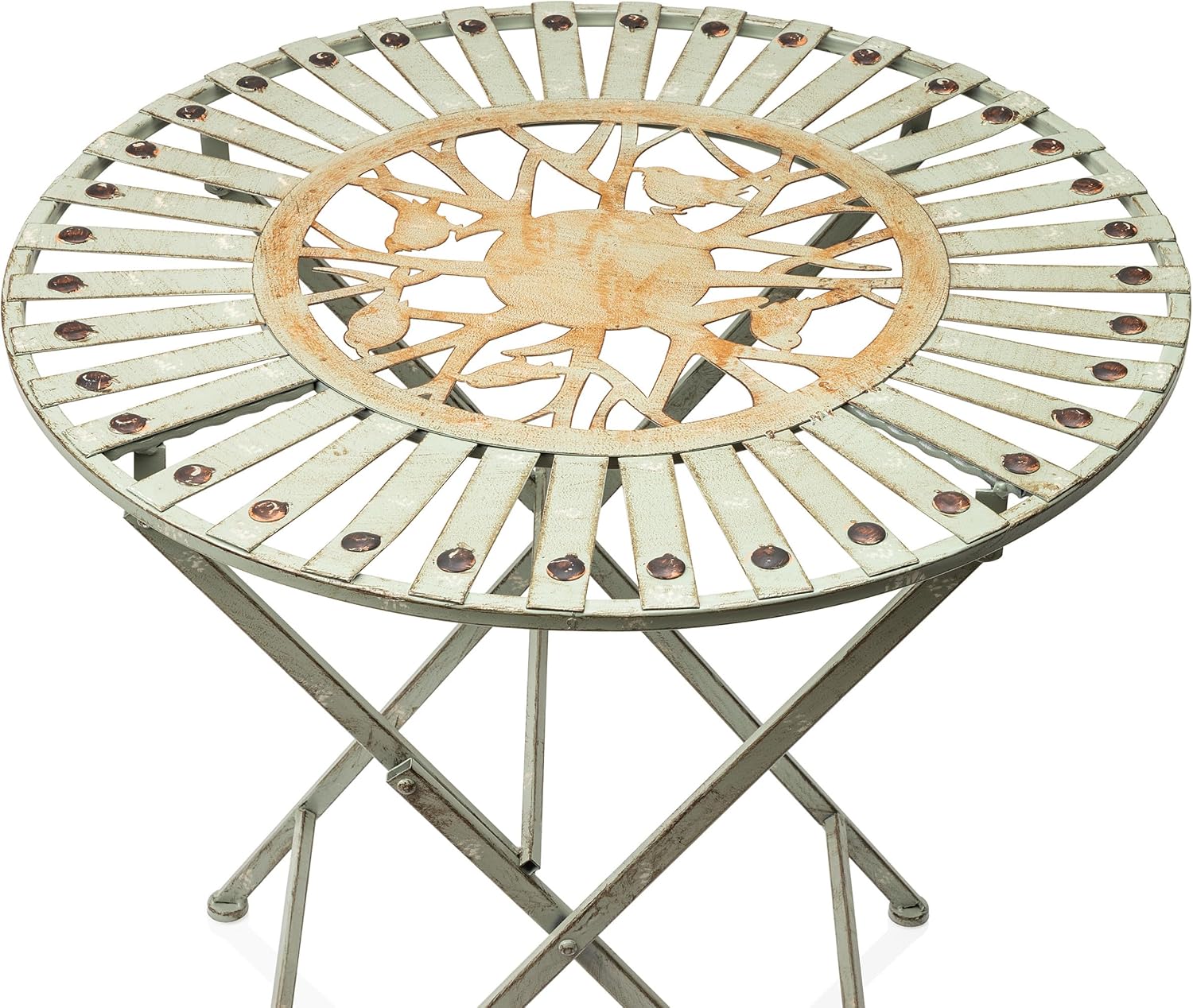 Alpine Corporation Indoor/Outdoor Bird Design 3-Piece Bistro Set Folding Table and Chairs Patio Seating