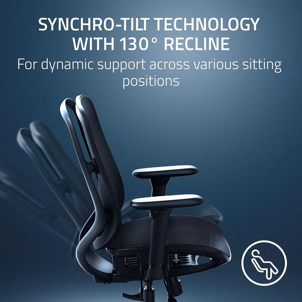Razer Fujin Mesh Ergonomic Gaming Chair: Ultra-Durable & Breathable - 130 Degree Recline - Adjustable Lumbar Support - 3D Padded Armrests - Premium Frame - Sturdy Build