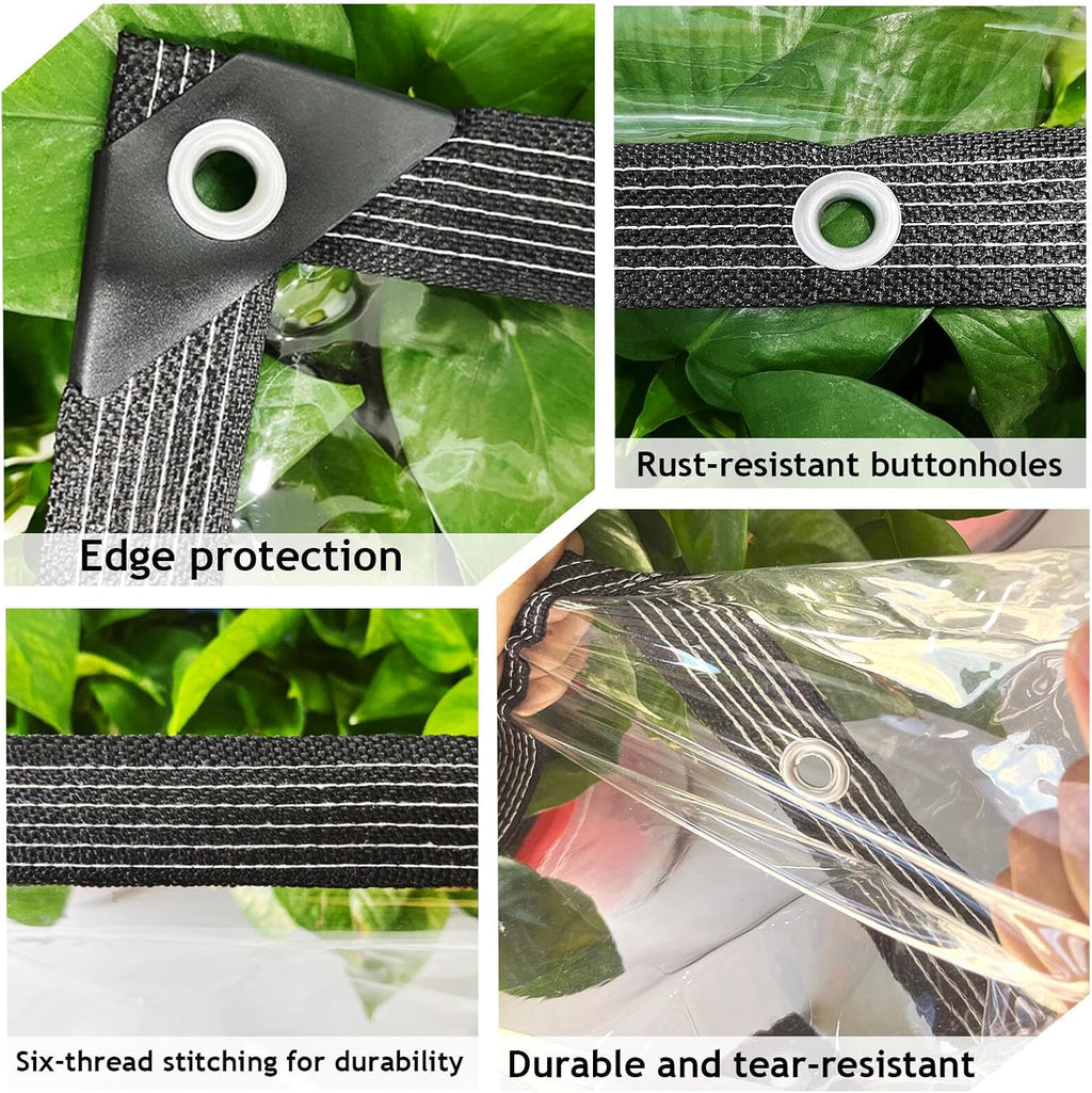 Clear Tarps Heavy Duty Waterproof 8x20ft Clear Tarp with Grommets Thickened 14Mil Tear Resistant Clear Vinyl Plastic Tarp for Outdoor Patio Chicken Coop Greenhouse Plant