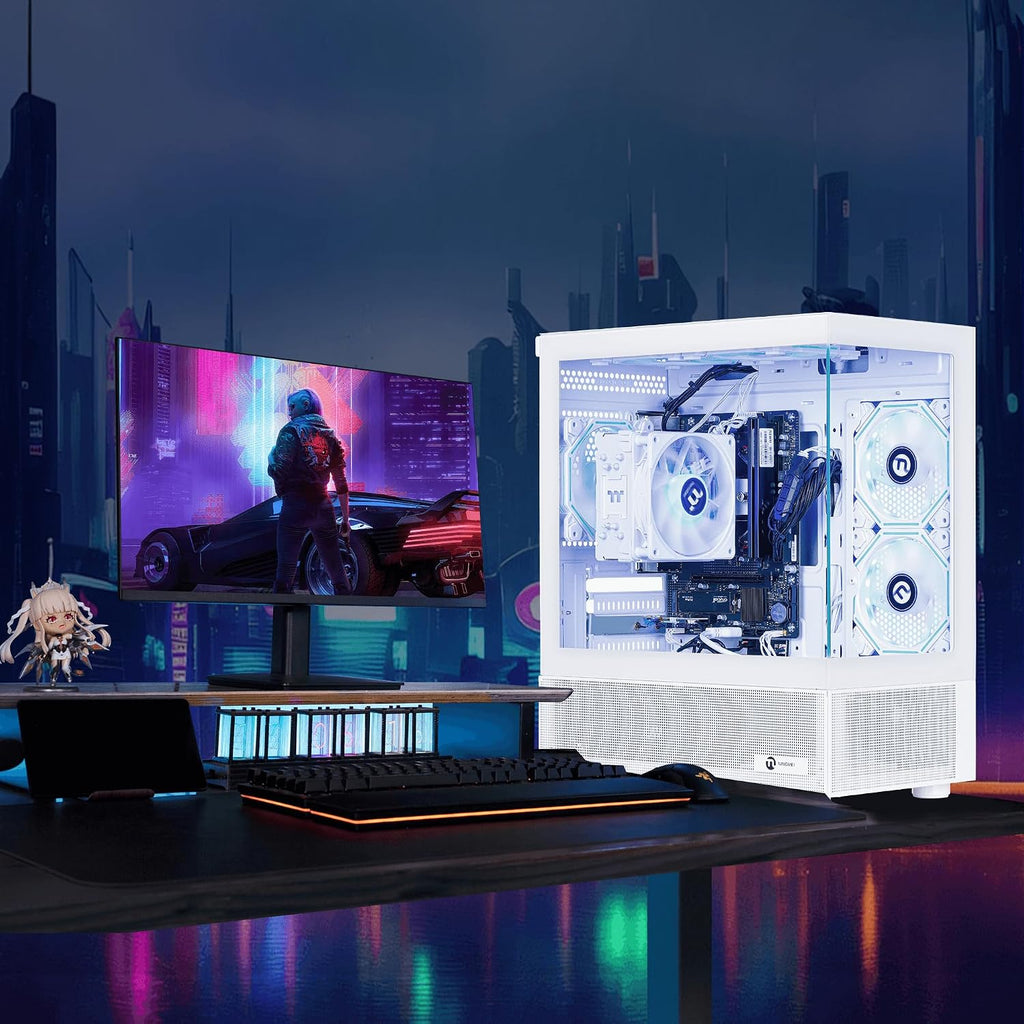 NINGMEI Soul Gaming PC Desktop,AMD Ryzen 7 5700G 8 core 3.8GHz(up to 4.6GHz),AMD Radeon Vega Graphics,16GB DDR4 RAM 3200MHz,1TB NVME SSD,550W PSU, Windows 11 Home 64-bit.