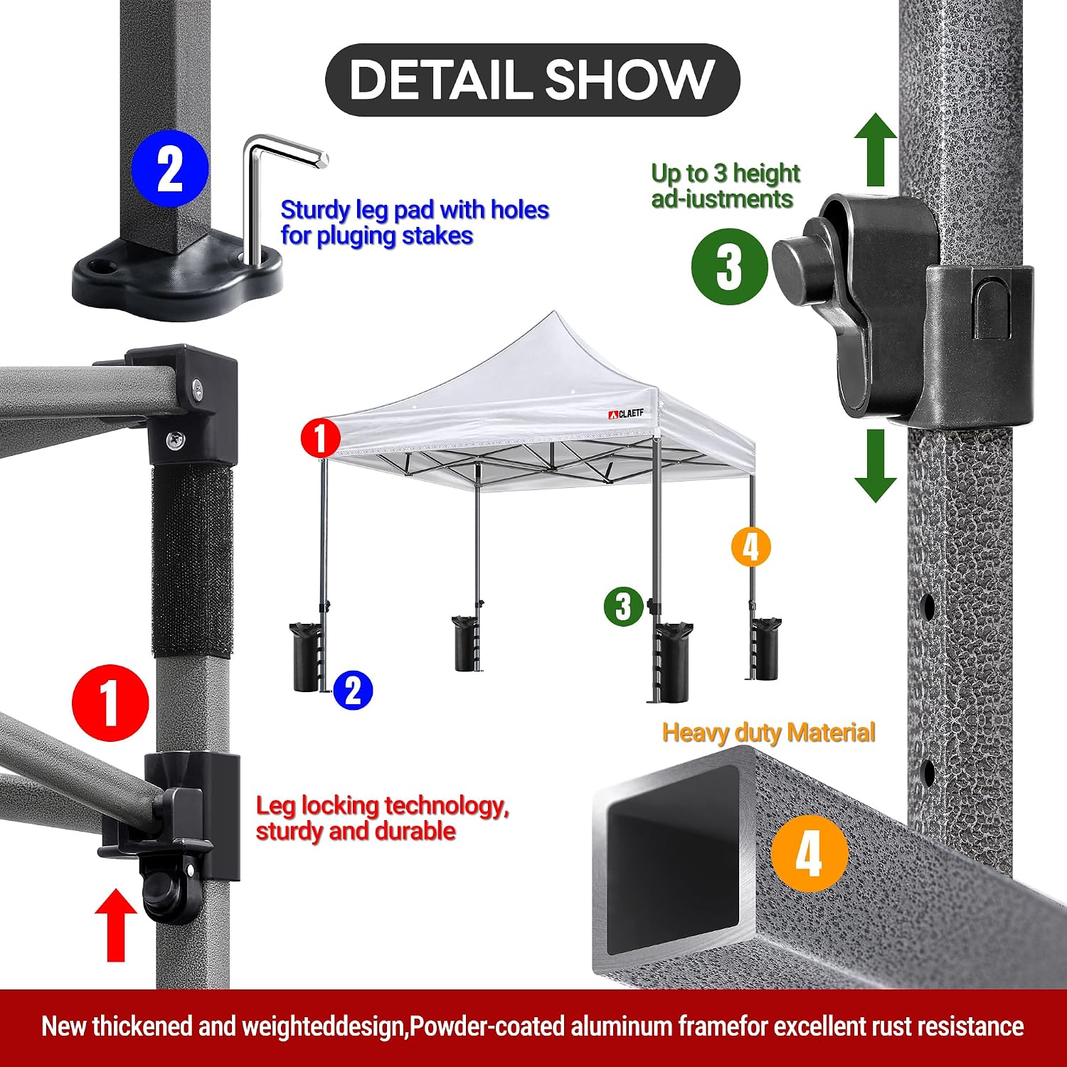 Heavy Duty Pop Up Canopy Tent-8 Drainage Holes,Waterproof & UPF 50+,4 Sandbags,8 Stakes for Commercial,Outdoor Events Instant Set Up,(White 10x10)