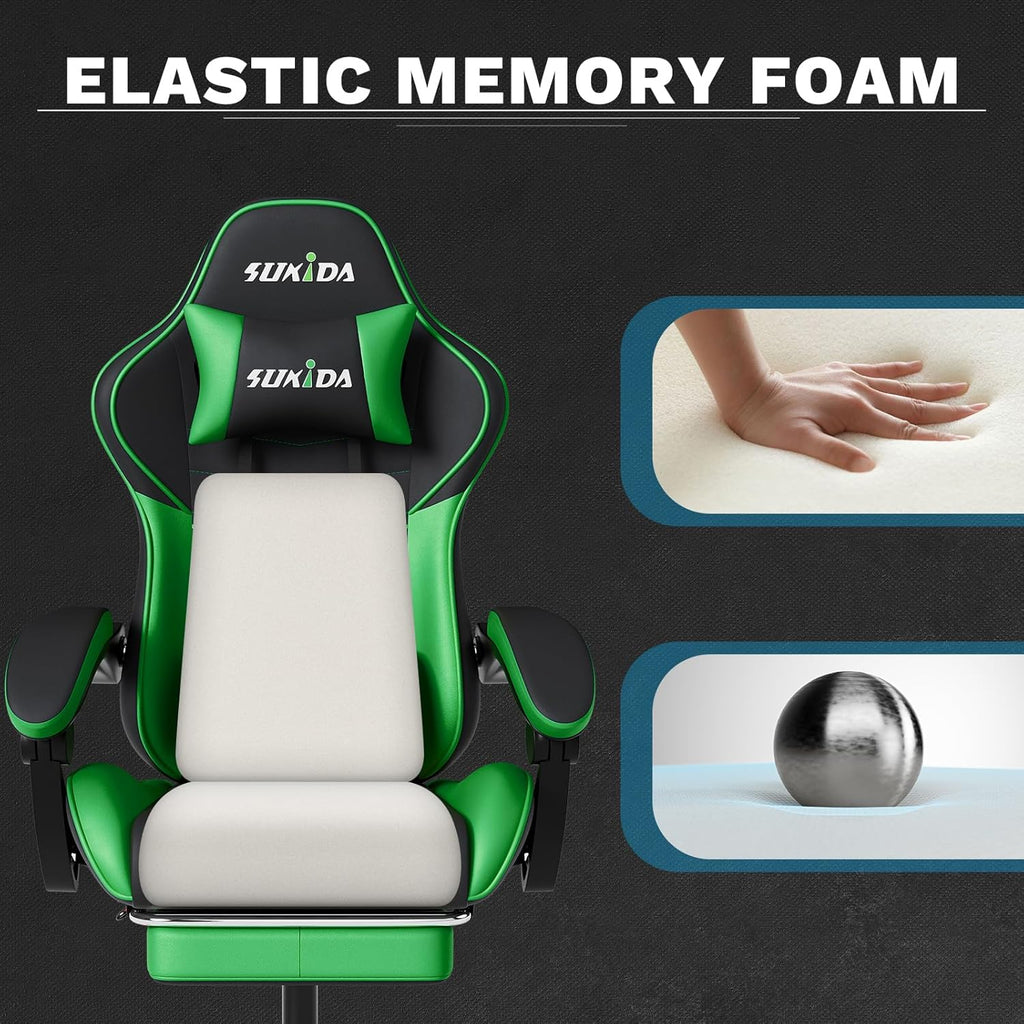 Ergonomic Video Gamer Chairs Gaming Computer Chair Gamer Chairs for Adults Massage Lumbar Support Swivel Height Adjustable Headrest Backrest