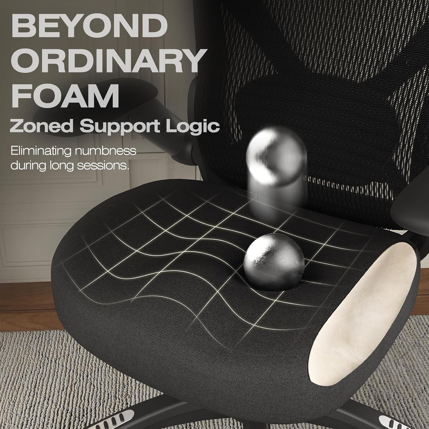 ELABEST X100 Ergonomic Mesh Office Chair, Big and Tall Hone Desk Chair with 5D Flip-Up Arms, Adjustable 3D Lumbar Support,Gaming & Executive Computer Chairs for Long Hours, Padded Seat