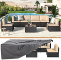 U-MAX 7 Piece Outdoor Patio Furniture Set, PE Rattan Patio Wicker Sectional Furniture Chair Set with Cushions and Tea Table, (Black Rattan&Beige Cushion with Cover)