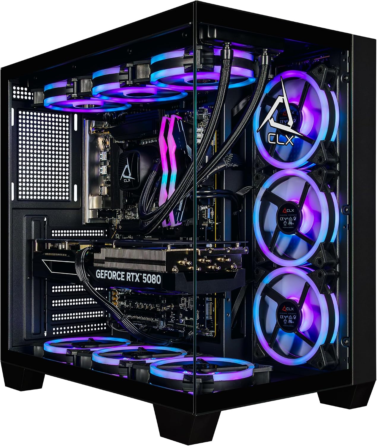CLX Set Gaming PC - Intel Core Ultra 7 270K Plus 3.7GHz, GeForce RTX 5080, 2TB NVMe M.2 SSD, 64GB DDR5 No RGB Memory, 360mm AIO, WiFi, Windows 11 Home, Black