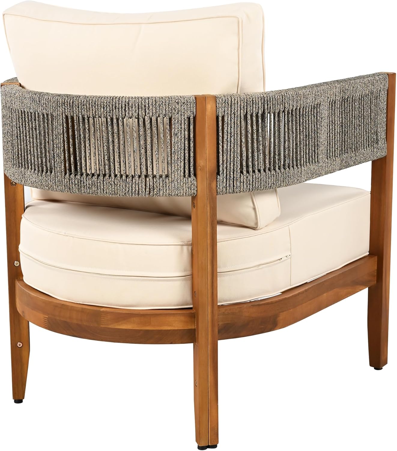 Christopher Knight Home Rekker Acacia Wood Outdoor Club Chair Set of 2, Patio Accent Chair with Removable Cushion, Patio Furniture Set Comfy Reading Chair, Wooden Single Lounge Sofa Set, Teak+Beige