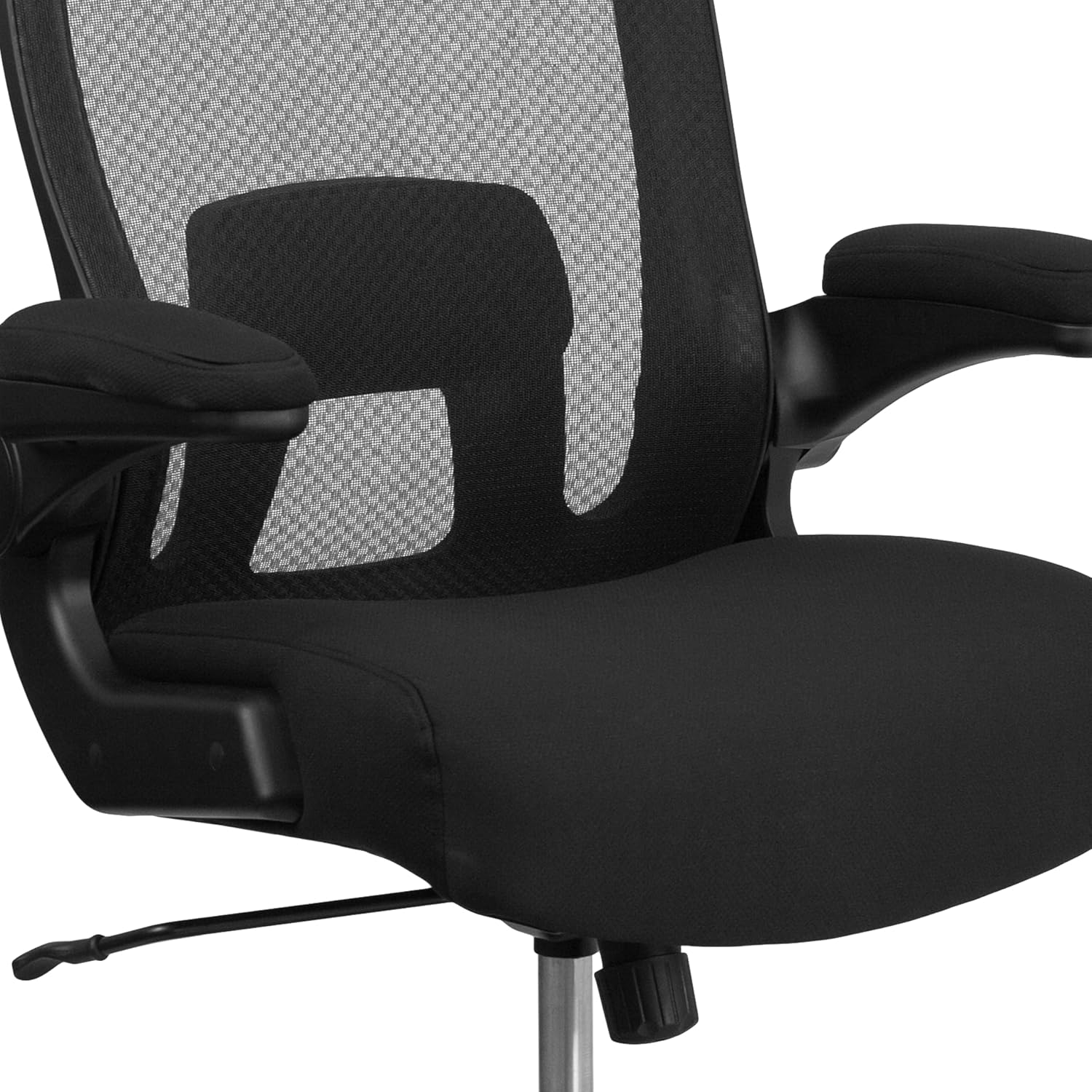 Flash Furniture Big & Tall Swivel Office and Gaming Chair with Lumbar and Back Support, Ergonomic Mesh Office Chair with Flip-Up Armrests and Adjustable Height, Black