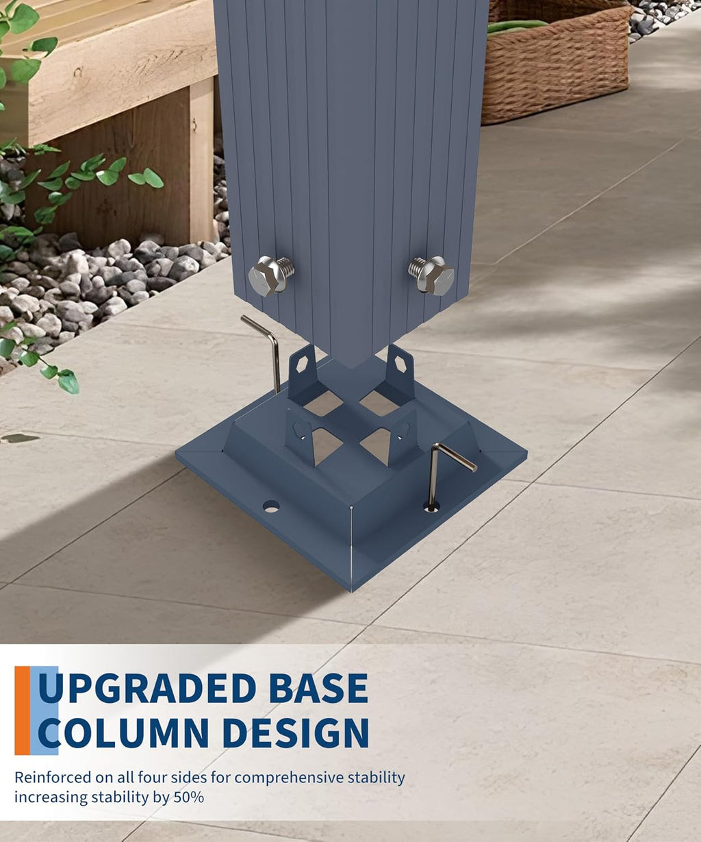 GAOMON 10x10 Ft Outdoor Pergola, Heavy-Duty Aluminum Patio Pergolas and Gazebos Clearance with Retractable Canopy Sun Shade, UV-Resistant Metal Pergola for Existing Deck, Backyard Garden Porch, Blue