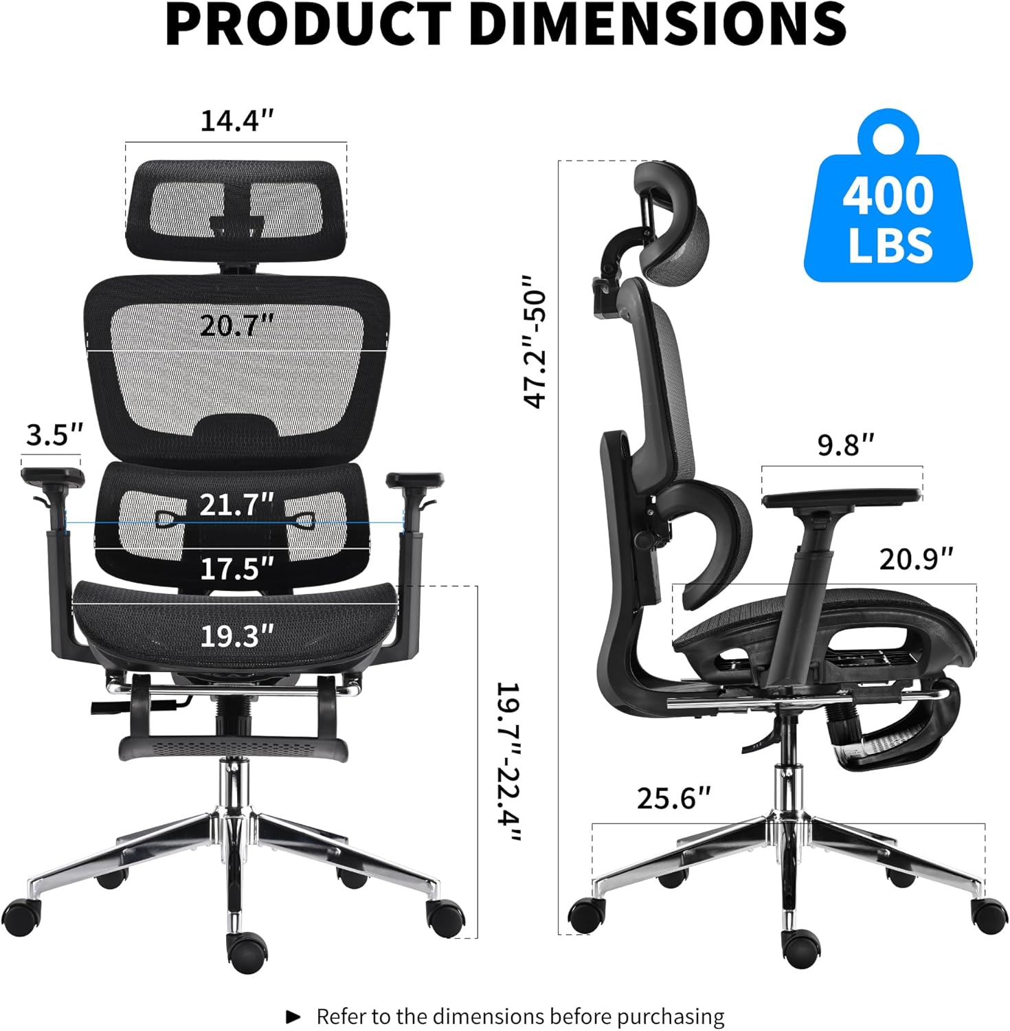 Mesh Ergonomic Office Chair with Footrest,High Back Mesh Gaming Chair with Lumbar Support,Adjustable Headrest and Armrests for Home Office Desk Chair (Modern, Black)