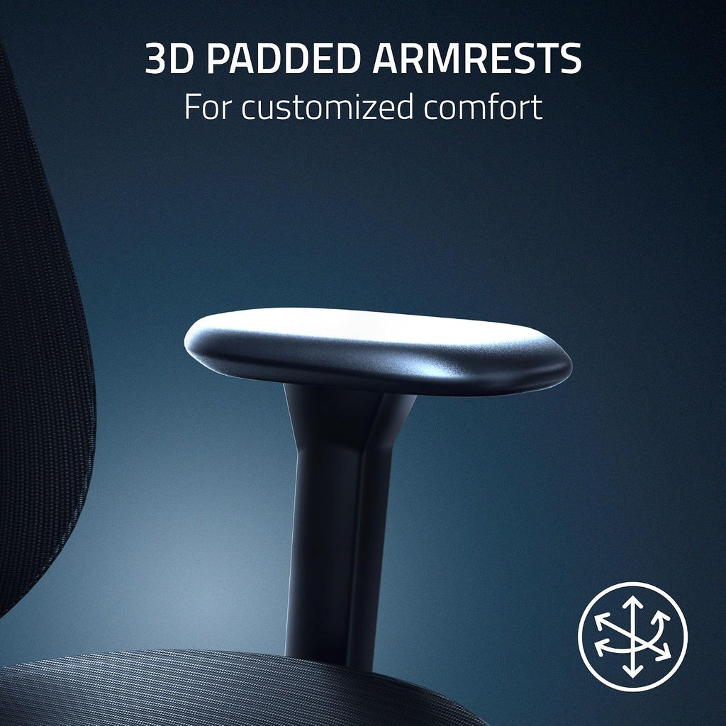 Razer Fujin Mesh Ergonomic Gaming Chair: Ultra-Durable & Breathable - 130 Degree Recline - Adjustable Lumbar Support - 3D Padded Armrests - Premium Frame - Sturdy Build