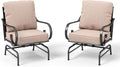 PHI VILLA Outdoor Patio Rocking Sofa Chairs Set of 2, Metal Patio Furniture Armchair,Heavy Duty Outdoor Sofas with 5.5' Thicken Cushions(Outdoor Sofa Complementary Set)