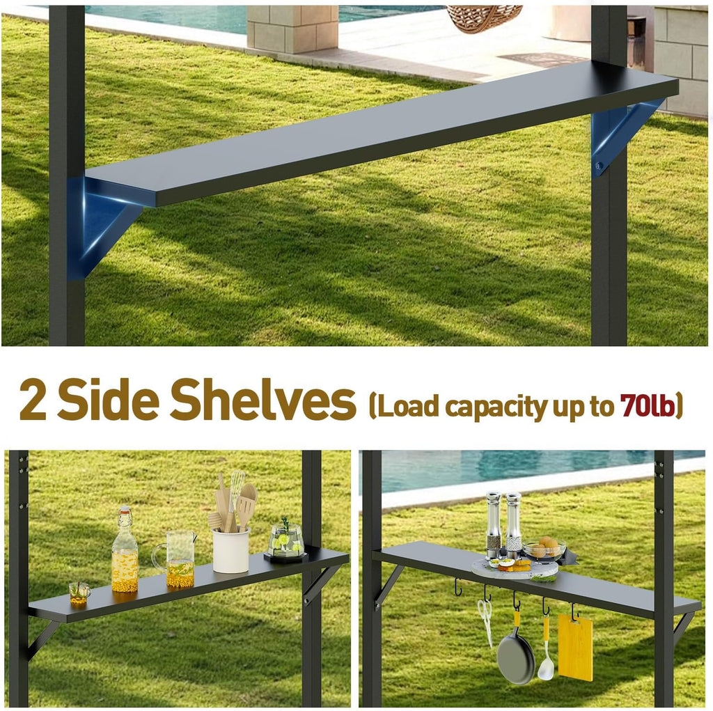 8' x 5' BBQ Gazebo Hardtop Grill Gazebo for Outdoor Grill, Heavy-Duty Aluminum Frame and Galvanized Steel Roof, Great for Patio and Backyard
