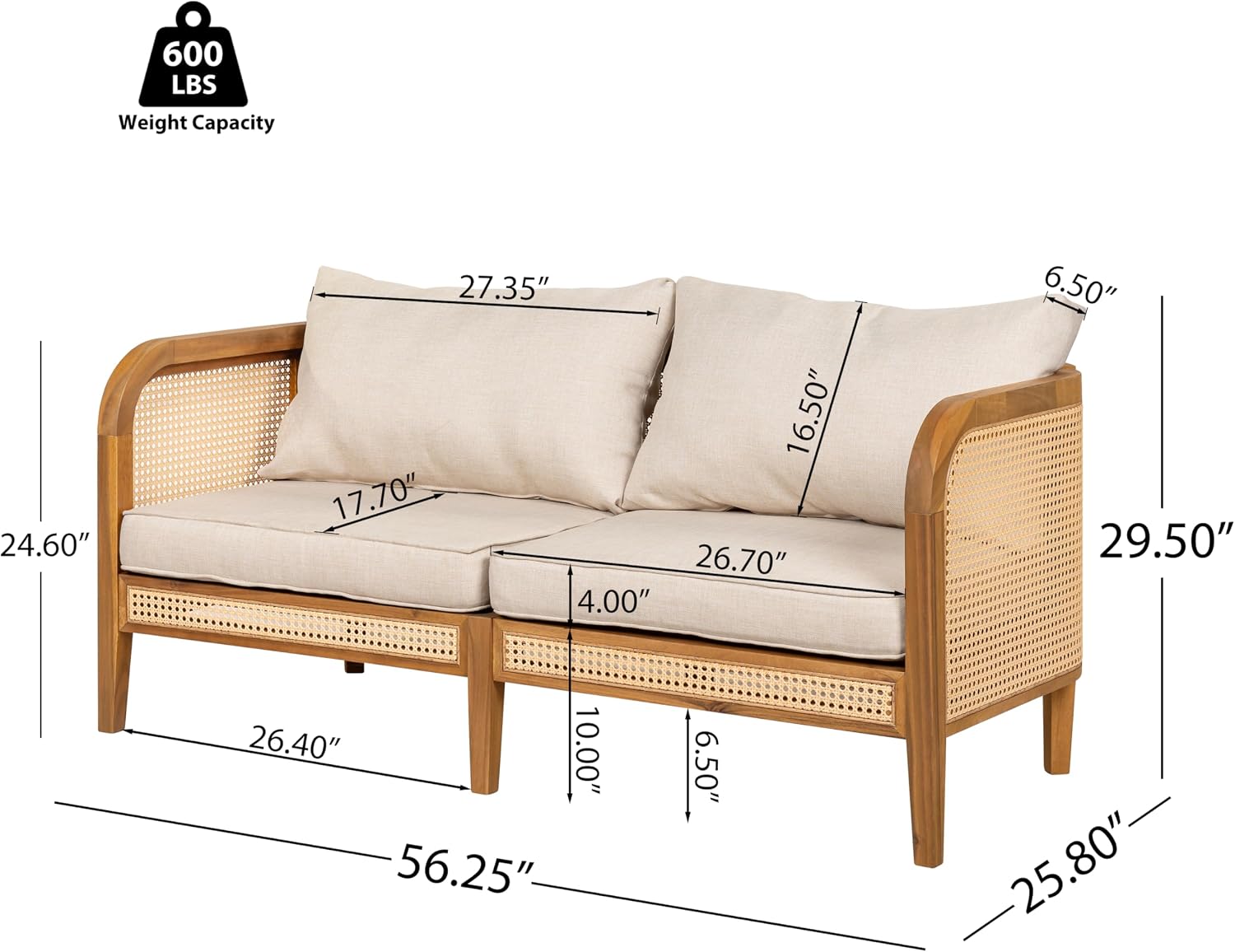 Christopher Knight Home Tilden 3-Piece Patio Furniture Set, 4-Seater Acacia Wood Outdoor Patio Sectional Furniture Set, Garden Wicker Loveseat and Accent Chair Set with Removable Cushions, Teak+Beige