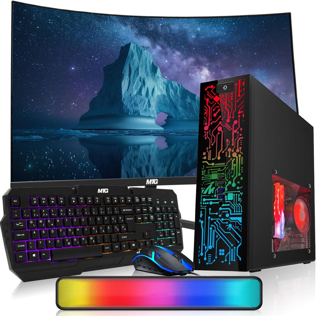 Hp Desktop Computer PC – Intel Core i5, 32GB ARGB RAM, 1TB SSD, 32 Inch Curved Monitor, RGB Keyboard with AI Copilot Key and Mouse, RGB Soundbar, Windows 11(Renewed)