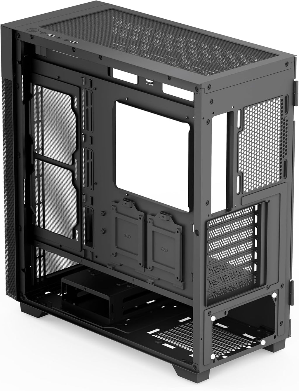 Rosewill FBM-X7 ATX Mid Tower Case - Hinged Tempered Glass Side Panel, High Airflow, 4X PWM ARGB Fans, Pre-Installed 650W 80+ Gold ATX 3.1 Power Supply - Black