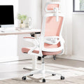 Fizzin Ergonomic Office Chair, 400 LBS Desk Chair with Adjustable Lumbar Support, High Back Breathable Mesh Computer Chair Rolling Work Swivel Task Chairs, Comfy Home Office Desk Chair (Pink)
