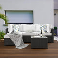 GOJOOASIS Patio Furniture Set Outdoor Sectional Sofa with Ottoman Wicker Couch Rattan Modular Seating Conversation Sets Porch Decor for Backyard, Balcony, Garden (White)