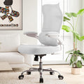 TRALT Ergonomic Office Chair - Desk Chair with Wave High Back Adjustable Lumbar Support Computer Chair - Gaming Chairs Mesh Backrest and PU Leather Seat for Home Reading Chairs to Adults(White)