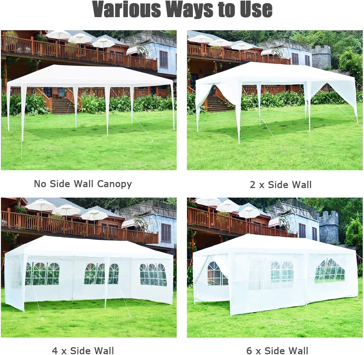 ORALNER 10'x20' Outdoor Canopy Tent, White Wedding Party Tent with 6 Removable Sidewalls & Carrying Bag, Heavy Duty Camping Gazebo Pavilion for Patio, Garden and Backyard