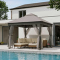 LAUSAINT HOME 10' X 10' Waterproof Patio Gazebo with Mosquito Netting, Double Roof Outdoor Gazebo Pavilion Shelter for Backyard, Garden, Lawn, Wedding (Grey)