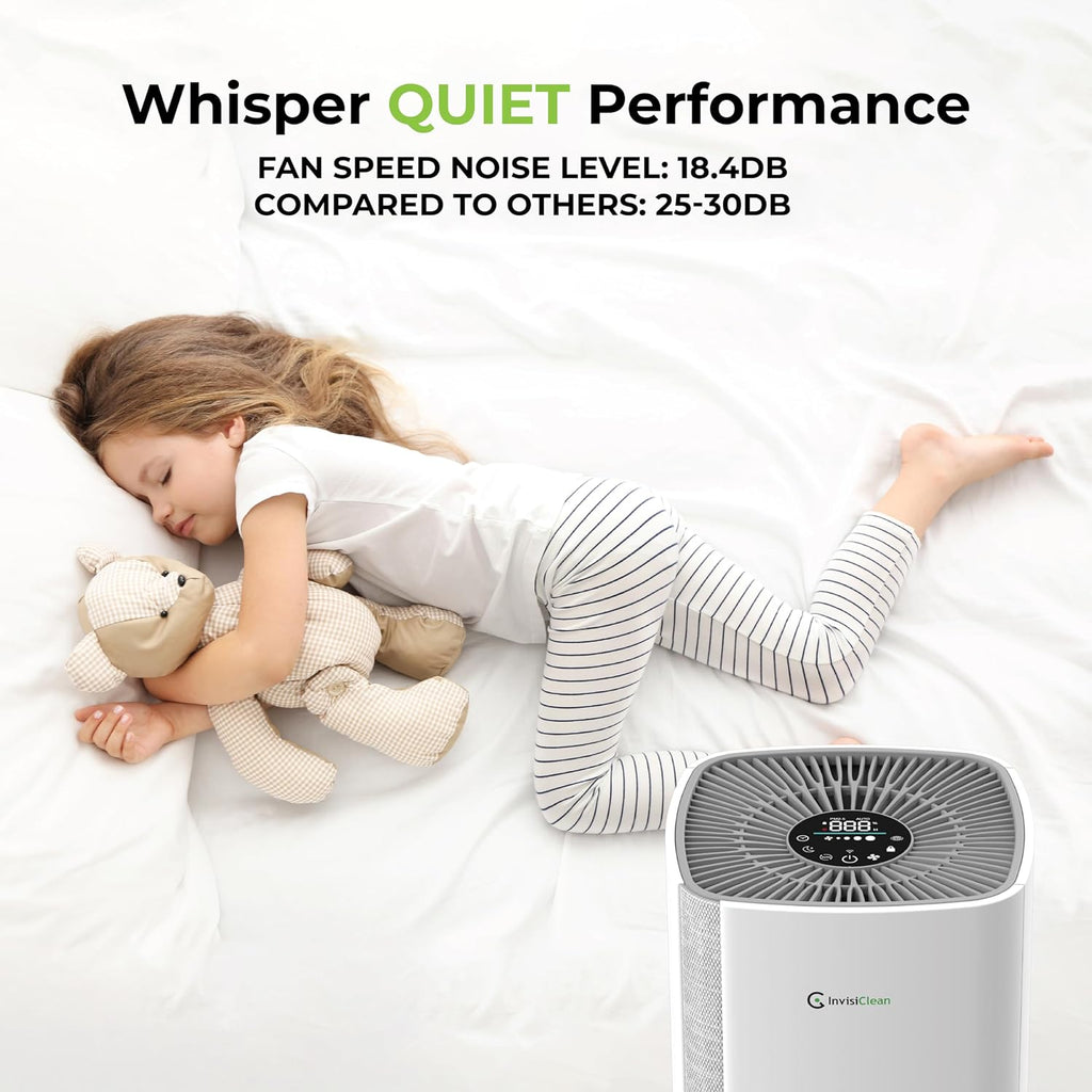 Air Purifiers for Home, Large Room Covers 1500 Ft², H13 Medical Grade True HEPA Air Filter, Ideal for Allergies, Cat, Dog, Pet, Hair, Pollen, Smoke, Dust, Bedroom Air Filter, WiFi, InvisiClean Bella