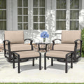 Kurapika 5 Pieces Patio Furniture Set, Outdoor Aluminum Swivel Gliders Rocker, Patio Bistro Set Rocking Chair with Thickened Cushions and Side Table(Sand)