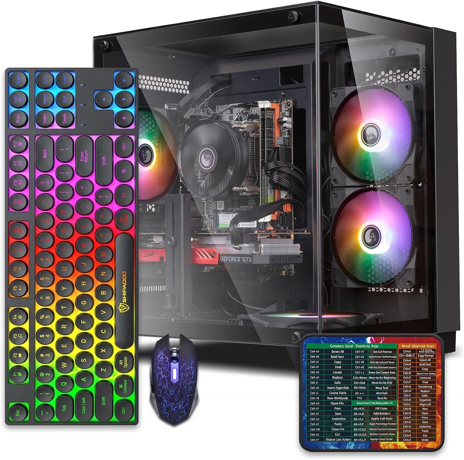 Prebuilt Gaming PC Desktop Computer,Intel Core i5 Desktop,Operating at A Frequency of 3.2-3.6 GHz,RX550 Graphics Card with 4GB GDDR5 Video Memory,16GB RAM, 512GB NVME SSD,WiFi5,RGB Fan x4 Windows 11