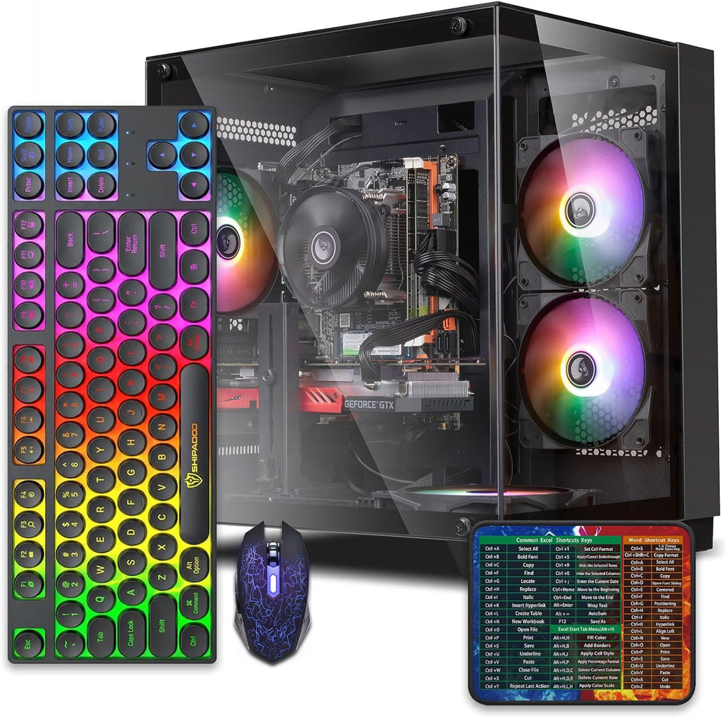 Prebuilt Gaming PC Desktop Computer,Intel Core i7 Desktop,Operating at A Frequency of 3.4-3.9 GHz,RX590 Graphics Card with 8GB GDDR5 Video Memory,16GB RAM, 512G SSD,WiFi 5.0,RGB Fan x5