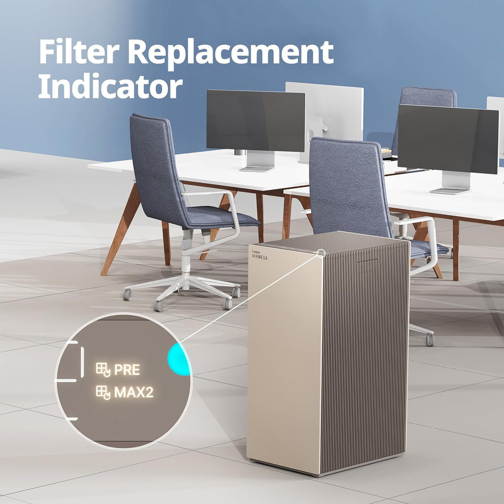 COWAY Air Purifiers for Large Room Whole Home Up to 4,253ft², 2 Sets of XL Washable Pre-Filters and HEPA Filters for Dual Purification, AQI, Turbo Mode, Timer, Wheels, 5yr Warranty, ProX(B)