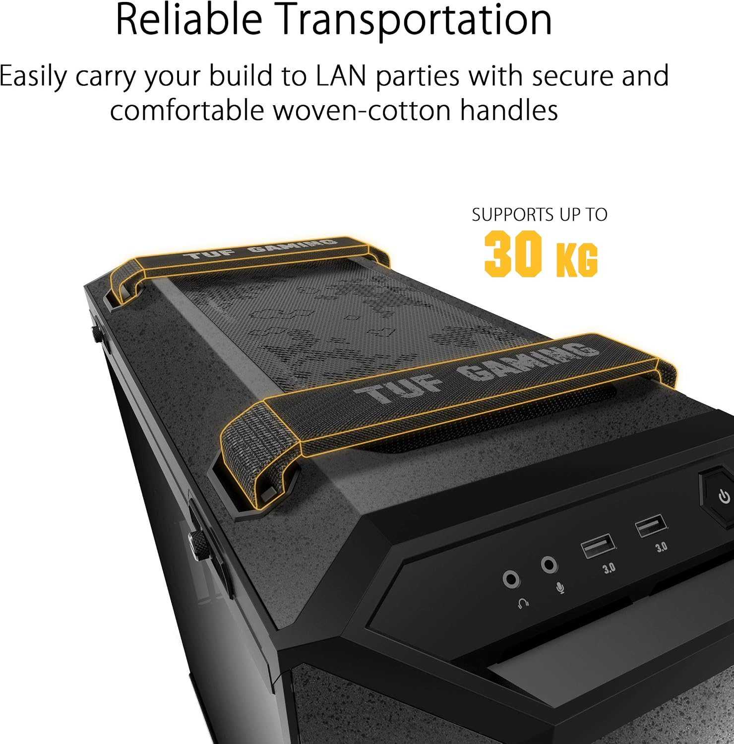 ASUS TUF Gaming GT501 Mid-Tower Gaming Case, EATX Support, Pre-Installed 4 Case Fans, USB 3.0 Front Panel, Smoked Tempered Glass, Steel Construction