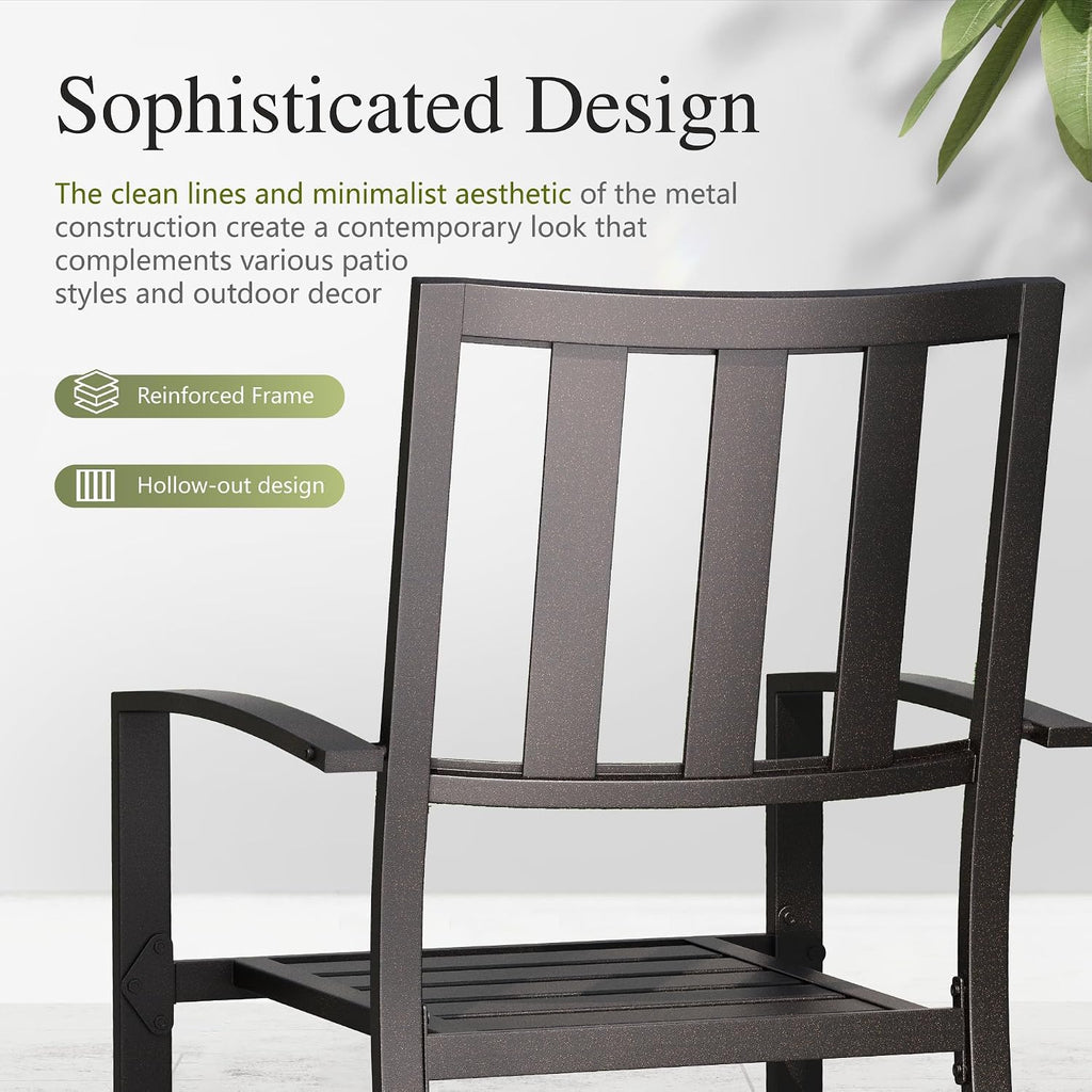 Sophia & William Patio Table and Chairs Set, Outdoor Dining Set for 6, 7 Piece Metal Patio Furniture, 60' Black Rectangular Table(Stripe)