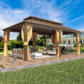 EROMMY 12' x 20' Hardtop Gazebo, Aluminum Frame Gazebos with Galvanized Steel Double Roof, Permanent Outdoor Metal Pavilion with Curtain and Netting for Patio, Lawn, Deck