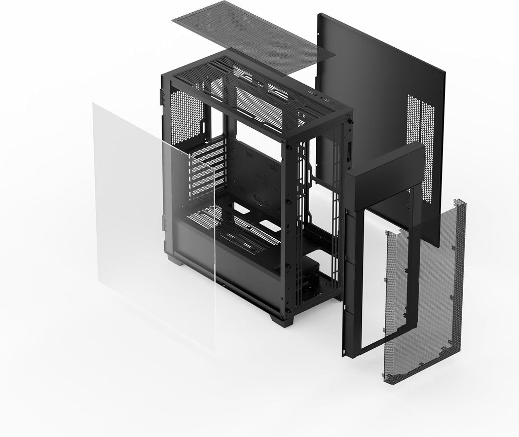 Rosewill FBM-X7 ATX Mid Tower Case - Hinged Tempered Glass Side Panel, High Airflow, 4X PWM ARGB Fans, Pre-Installed 650W 80+ Gold ATX 3.1 Power Supply - Black