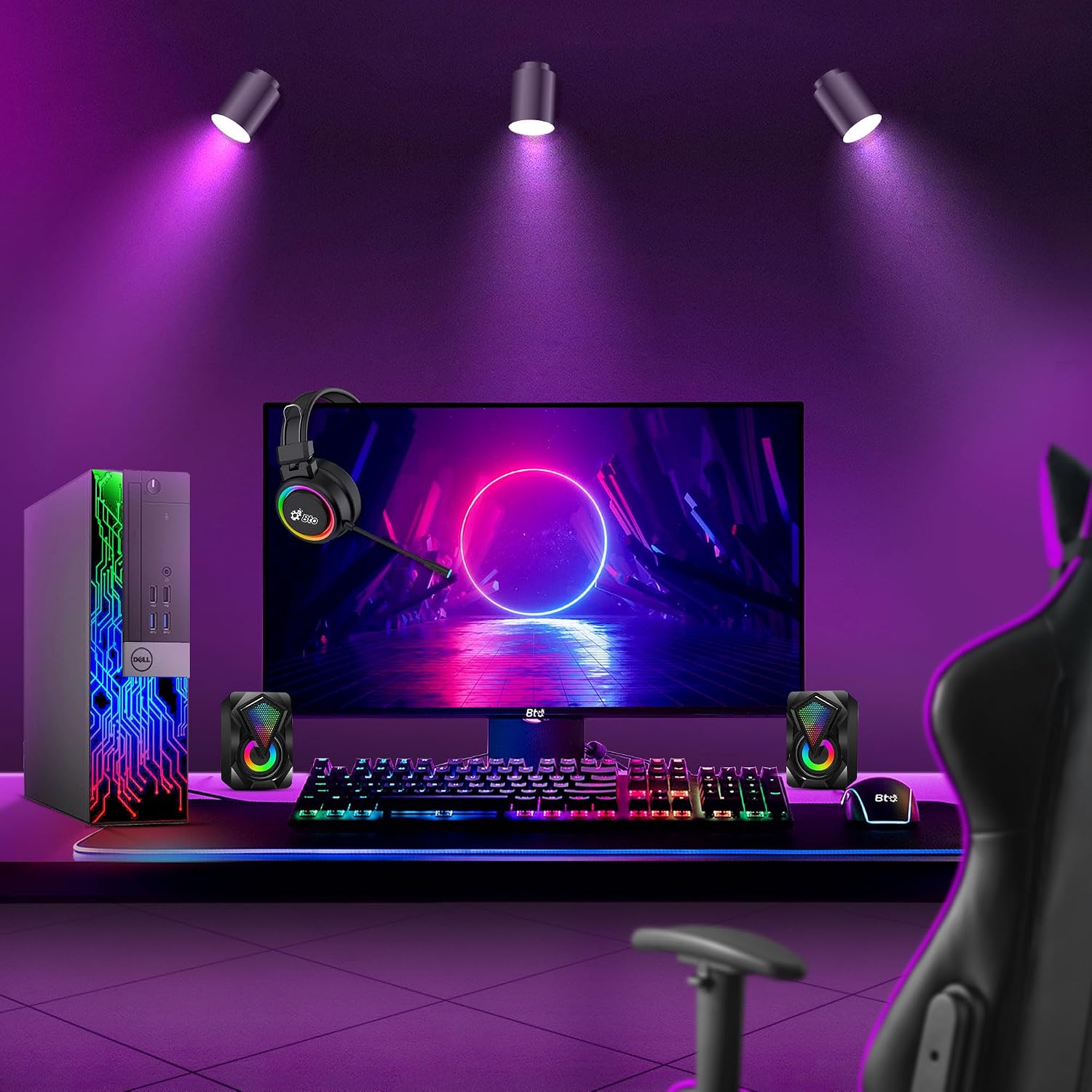 Dell RGB Gaming Desktop Computer PC - Intel Core i7-6th Gen - 16GB DDR4 RAM - 256GB SSD - 1TB HDD - 22' Monitor - GeForce GT 1030 - RGB Keyboard & Mouse - WiFi - Windows 11 Pro (Renewed)