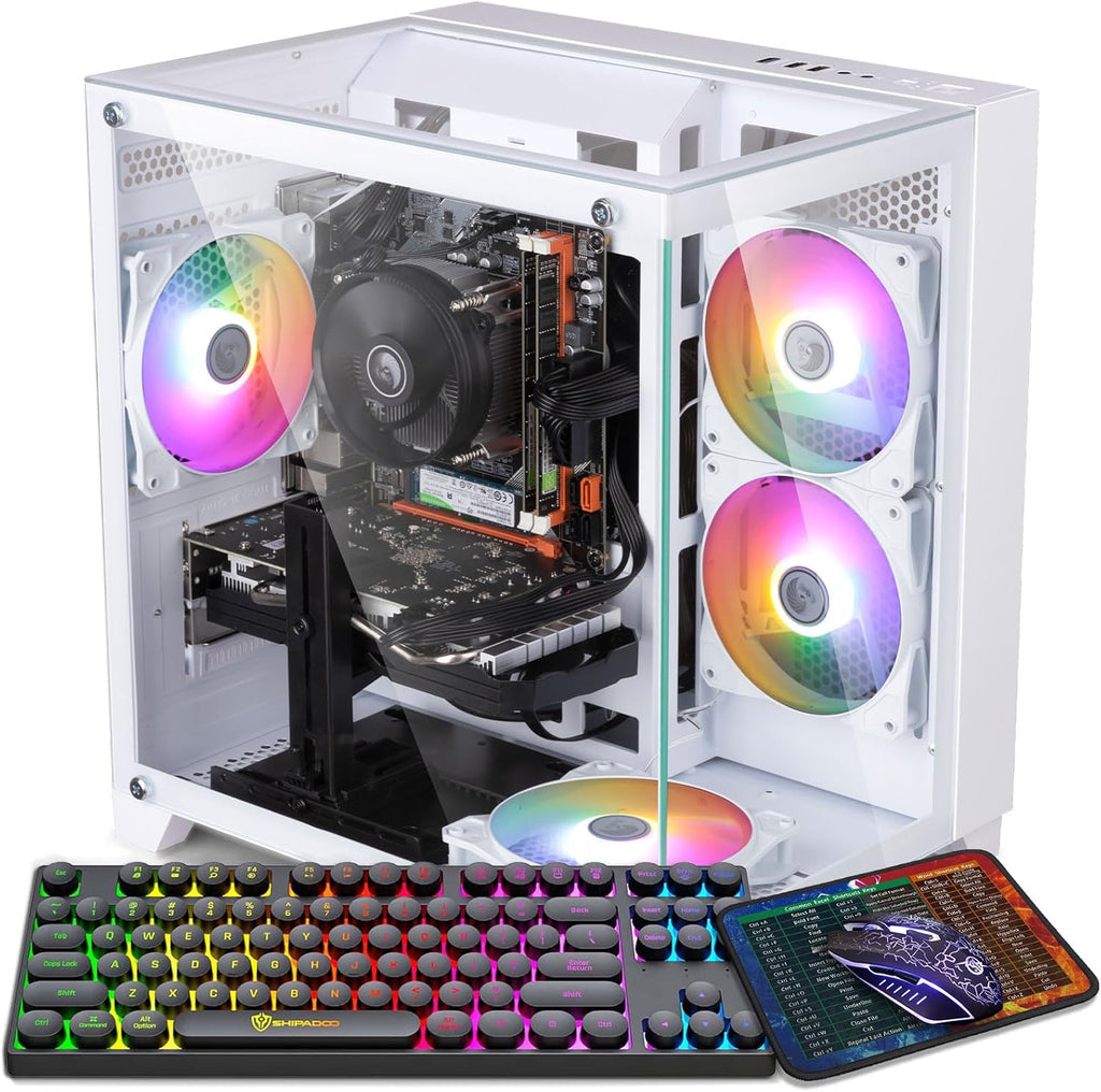Gaming PC Intel Core i5-3470 3.2GHz, Radeon RX 560 4GB, 16GB DDR3 RAM, 512GB NVMe SSD, RGB Fan, Prebuilt Desktop Tower for Streaming & Daily Use
