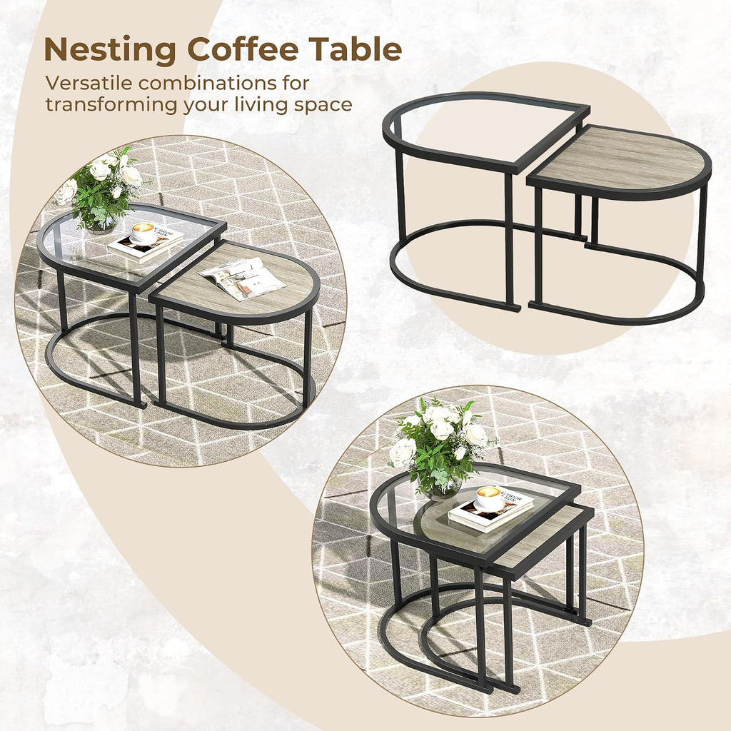 Grand patio 4-Piece Outdoor Conversation Set with 2 Single Chairs and 2 Patio Coffee Tables, Wicker Furniture Set