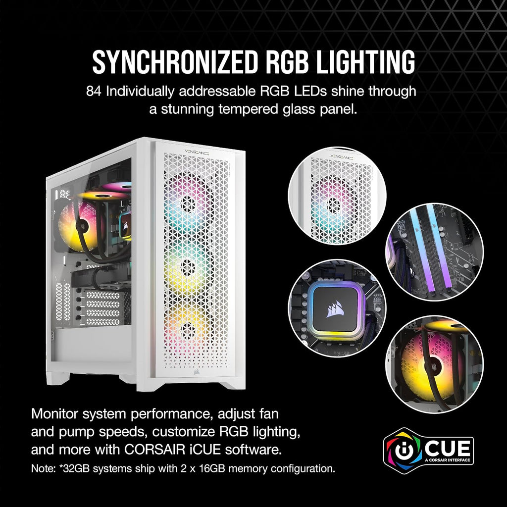 Corsair Vengeance i7500 Series Gaming PC | Liquid Cooled Intel Core i7 14700KF CPU, NVIDIA GeForce RTX 4070 Ti Super GPU, 32GB Vengeance RGB DDR5 Memory, 1TB M.2 SSD