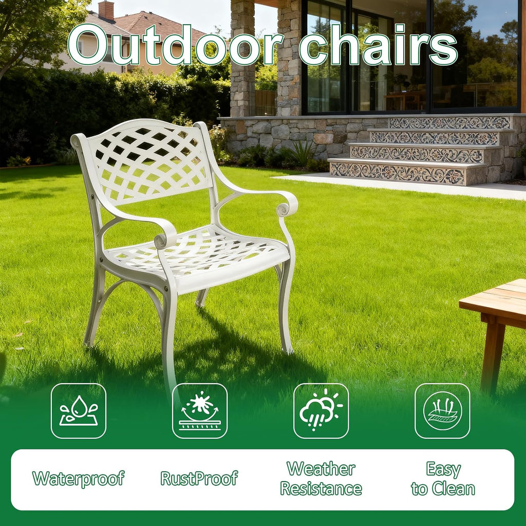 30.31' Outdoor Table and Chairs, Patio Table Set with 2.36' Umbrella Hole, Anti-Resistant Outdoor Dinning Set, Cast Aluminum Patio Furniture Set for Garden, Porch, Deck