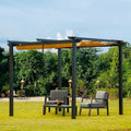 Domi 10' x 10' Outdoor Retractable Pergola, Gazebo Modern Grape Trellis Pergola with Sun Shade Canopy, Patio Aluminum Shelter for Garden Porch Beach Yard