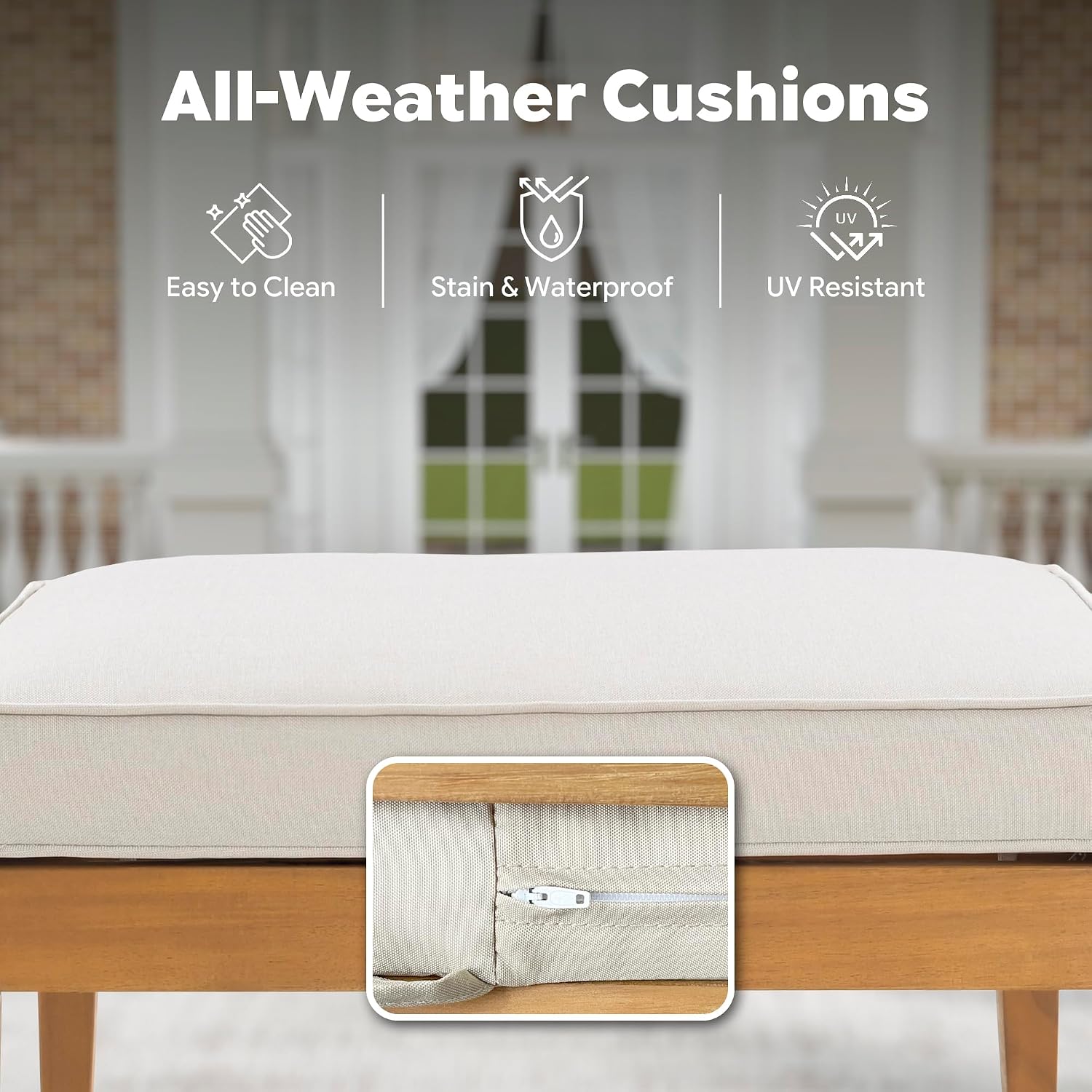 Werph 5-Piece Acacia Wood Patio Sectional Set, L-Shaped Outdoor Sofa Garden Couch with Coffee Table & Removable Cushions for Backyard, Deck, Beige