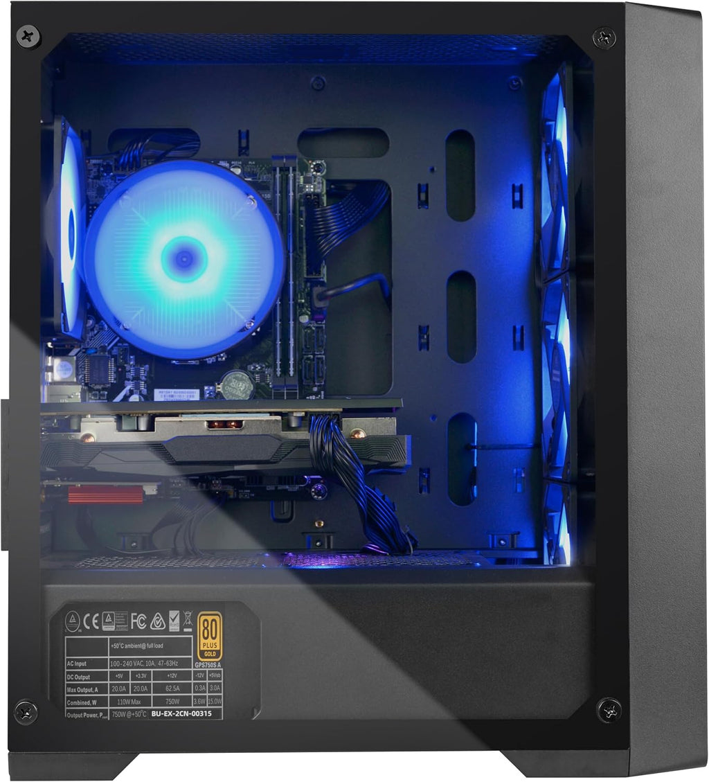 Blackout Computers Gaming Desktop PC Computer, Intel Core i7 3.6 GHz up to 4.0 GHz,AMD Radeon RX 580 8G GDDR5,16GB RAM,1TB NVME SSD, Windows 11 Pro, WiFi, Bluetooth 5.0, VR Ready,RGB Fans x4 (Renewed)