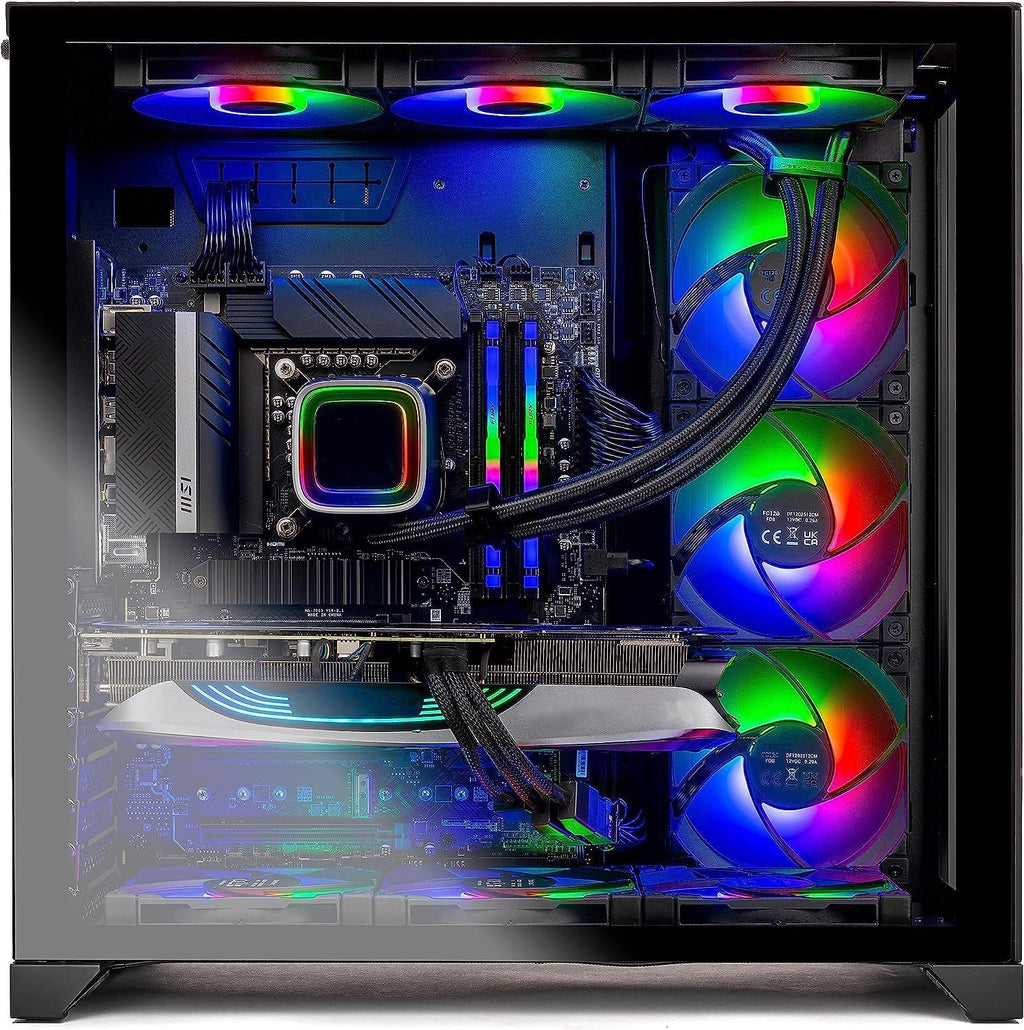 Skytech O11D Gaming PC Desktop, Ryzen 7 7800X3D 4.2 GHz (5GHz Turbo Boost), AMD RX 7800XT 16GB GDDR6, 1TB Gen4 SSD, 32GB DDR5 RAM 5600 RGB, 750W Gold PSU, 360mm ARGB AIO, Wi-Fi, Win 11 Home
