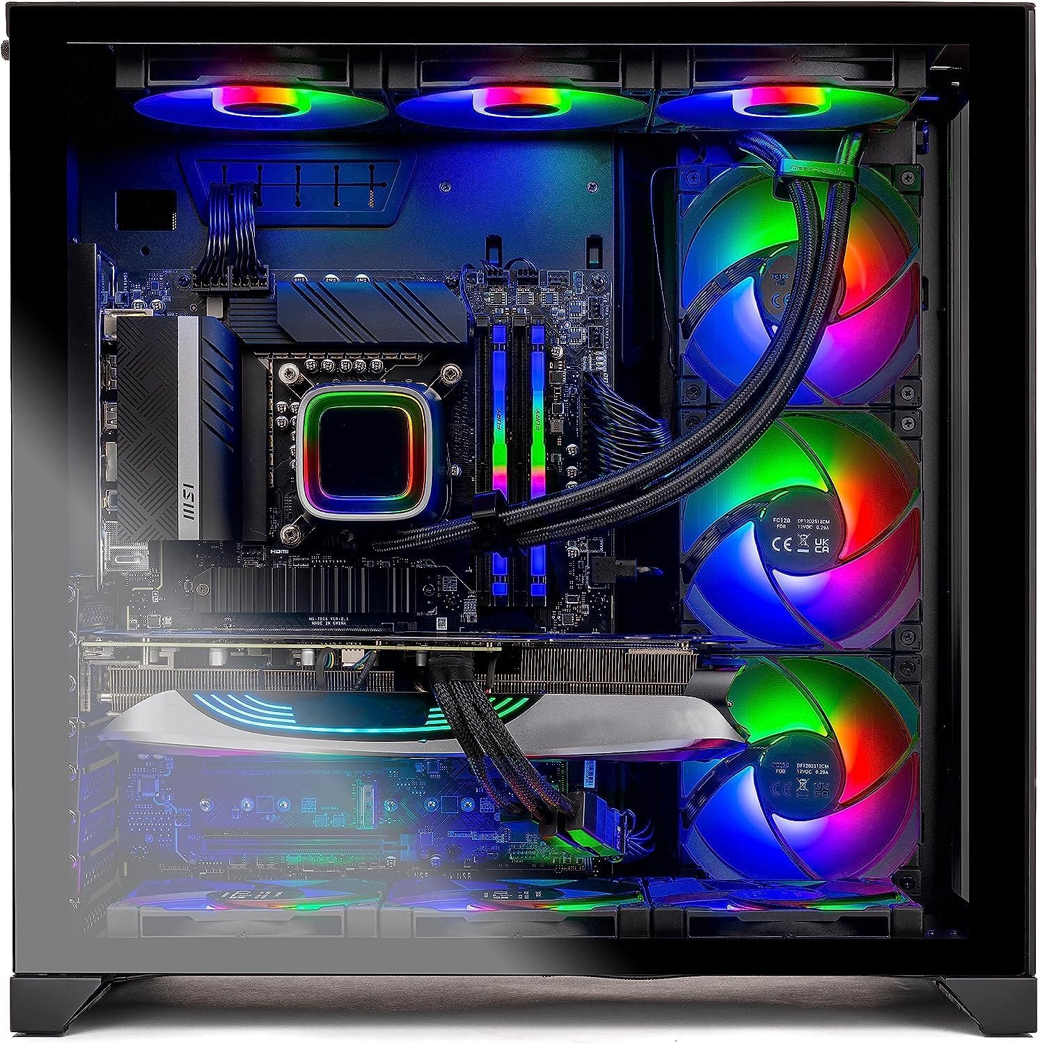 Skytech O11D Gaming PC Desktop, Ryzen 7 7800X3D 4.2 GHz (5GHz Turbo Boost), AMD RX 7800XT 16GB GDDR6, 1TB Gen4 SSD, 32GB DDR5 RAM 5600 RGB, 750W Gold PSU, 360mm ARGB AIO, Wi-Fi, Win 11 Home