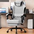 Vonesse Office Chair, Gaming Chair with Linen Breathable Mesh Fabric, Desk Chair with Adjustable Lumbar Support, Executive Computer Chairs with Footrest and Headrest (Light Gray)