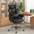 COSTWAY 400 LBS Big and Tall Office Chair, PU Leather Executive Desk Chair w/Retractable Footrest, Reclining Function, Lumbar Support, Ergonomic High Back Home Computer Task Chair (Black)