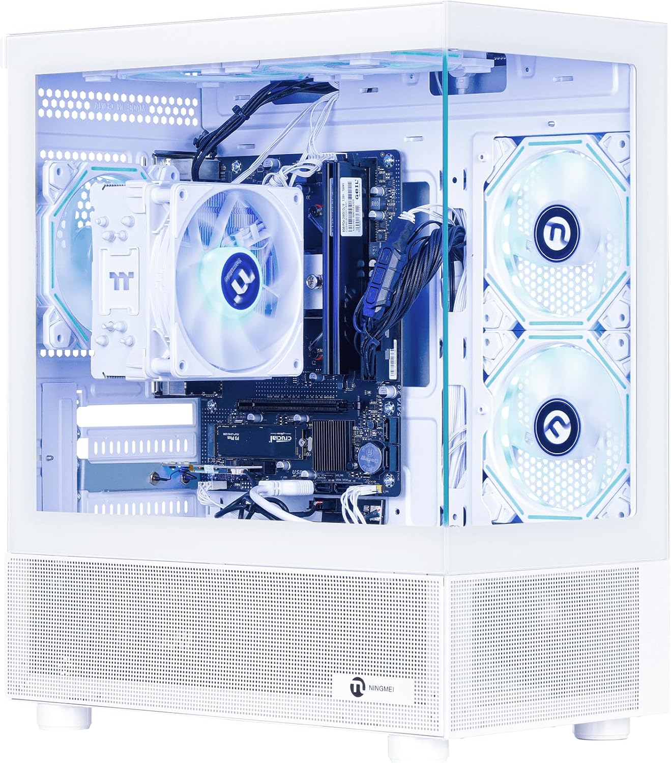 NINGMEI Soul Gaming PC Desktop,AMD Ryzen 7 5700G 8 core 3.8GHz(up to 4.6GHz),AMD Radeon Vega Graphics,16GB DDR4 RAM 3200MHz,1TB NVME SSD,550W PSU, Windows 11 Home 64-bit.